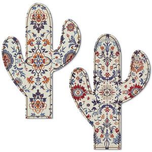 2pcs Boho Western Wall Decor Wood Cactus Decor Plant Cactus Wall Art Western😏